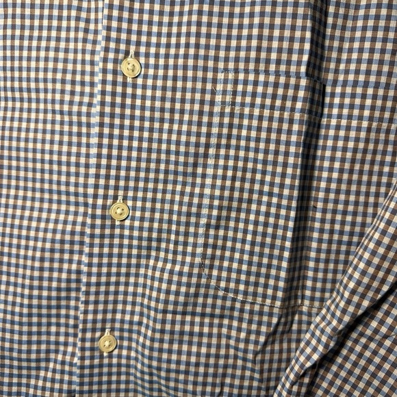 Joseph Abboud Long Sleeve Blue Brown Plaid Button Shirt Size L - Picture 5 of 8